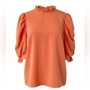 Eloquii ‘80s Style Peach Puffed Sleeved Top Size 14